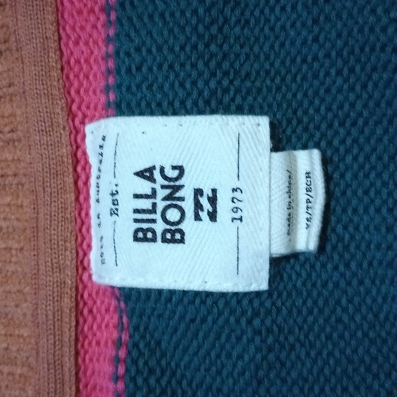 Billabong Multicolor Striped Vintage V-Neck Sweater Size Small - Picture 2 of 4